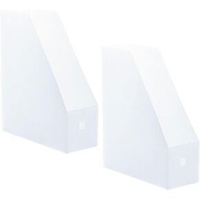 jojofuny 2Pcs Vertical Magazine File Holder White Plastic File Rack for Notebooks, Magazines, Envelopes for Home & Office Document Organizer