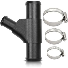Upgraded Radiator Coolant Y-Pipe(Black), Weldless Aluminum Coolant Hose Connector Pipe, Compatible with Ford F-250 F-350 F-450 F-550 Super Duty 6.0L Powerstroke Diesel Engine 2003 2004 2005 2006 2007