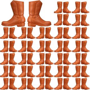 60 Pcs Mini Cowboy Boot Hat Figurine Mini Resin Cowgirl Cowboy Hat for Party Tiny Cowgirl Doll Hats Boot Texas Table Decor Cupcake Toppers Western Halloween Birthday Party Decor(Boot)