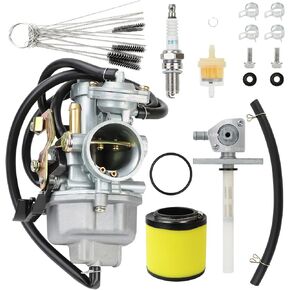Carburetor compatible with Honda TRX 250 Recon 250 TRX250TE TRX250TM 1997-2001 2002-2007 Upgrade KIT With Fuel Tank Petcock Valve & Air Filter & spark plug