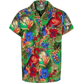 REDSTAR Hawaiian Shirt for Men - Short Sleeve Button Down Tropical Shirts - Casual Summer Beach Shirt with Pocket Loose & Fit in Kuwait
