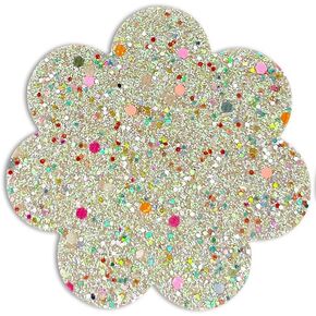 Rave Glow-In-The-Dark Glitter Blink Flower Nipple Cover Pasties, Luminous, Disposable Nipple Covers, Bra Pad, Party, Festival, Self-Adhesive No Show Bra For Women (1 Pare) Metallic