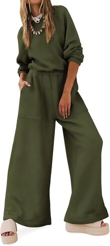 Yousify Women Trendy Rompers 2024 Fall Wide Leg Long Sleeve Jumpsuits Casual Sweatshirt One-Piece Outfit Backless Cutout in Saudi Arabia