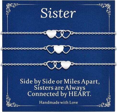 2/3/4 PCS Best Friend Sister Bracelet Heart Matching Friendship Distance Bracelets for Women BFF Bestie Daughter Niece Birthday Gifts in Kuwait