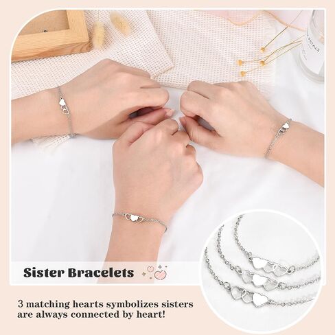 2/3/4 PCS Best Friend Sister Bracelet Heart Matching Friendship Distance Bracelets for Women BFF Bestie Daughter Niece Birthday Gifts in Kuwait