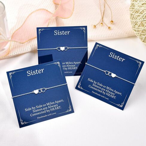 2/3/4 PCS Best Friend Sister Bracelet Heart Matching Friendship Distance Bracelets for Women BFF Bestie Daughter Niece Birthday Gifts in Kuwait