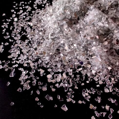 Crushed Mirror Glass for Resin Art,Broken Fire Glass Pieces for Tabletop Fire Pit,Crafts,Home Decorations Vase Fillers,15 OZ in Kuwait