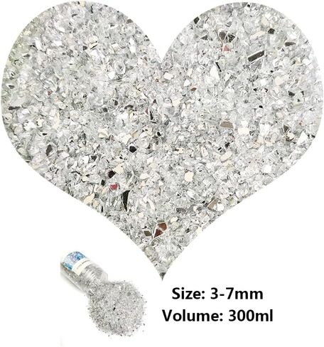 Crushed Mirror Glass for Resin Art,Broken Fire Glass Pieces for Tabletop Fire Pit,Crafts,Home Decorations Vase Fillers,15 OZ in Kuwait
