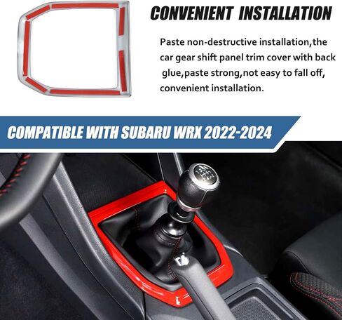 Car Gear Shift Panel Trim Cover Compatible with Subaru WRX 2022 2023 Manual,Central Control Gear Shift Panel Anti-Scratch Protection ABS Accessories (Red) in Saudi Arabia