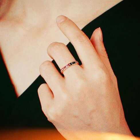 Eternity Rainbow Full Round Wedding Band for Women, 14K Gold Plated Titanium Non Tarnish Bands with Colorful Cubic Zirconia, Multi-Gemstone Rings, Stackable Fashion Ring in Kuwait