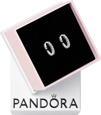 PANDORA Timeless Sparkling Huggie Hoop Earrings - Sterling Silver Hoop Earrings with Clear Cubic Zirconia - Gift for Her - Jewelry for Women with Gift Box in Saudi Arabia
