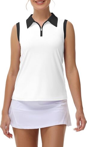 Patchwork Polo Shirts Womens Athletic Golf Tennis Tanks Top Split Side Zipper V Neck Shirts Sleeveless Tanks Top in Saudi Arabia