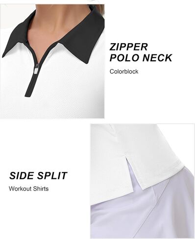 Patchwork Polo Shirts Womens Athletic Golf Tennis Tanks Top Split Side Zipper V Neck Shirts Sleeveless Tanks Top in Saudi Arabia
