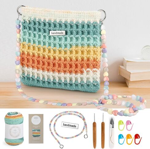Crochet Kit for Beginners, Gradient Color Doll Tote Bag DIY Knitting Kit with Video Instruction, Crochet Kit for Adults and Children (Orange) in Saudi Arabia