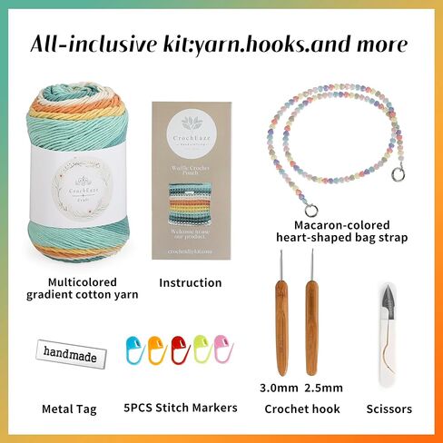 Crochet Kit for Beginners, Gradient Color Doll Tote Bag DIY Knitting Kit with Video Instruction, Crochet Kit for Adults and Children (Orange) in Saudi Arabia