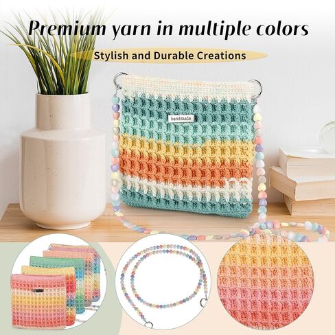 Crochet Kit for Beginners, Gradient Color Doll Tote Bag DIY Knitting Kit with Video Instruction, Crochet Kit for Adults and Children (Orange) in Saudi Arabia