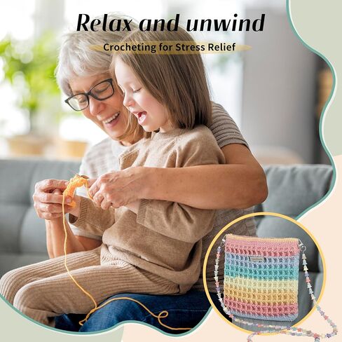 Crochet Kit for Beginners, Gradient Color Doll Tote Bag DIY Knitting Kit with Video Instruction, Crochet Kit for Adults and Children (Orange) in Saudi Arabia