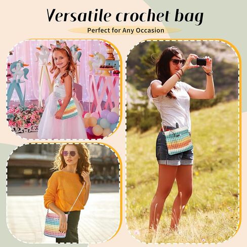 Crochet Kit for Beginners, Gradient Color Doll Tote Bag DIY Knitting Kit with Video Instruction, Crochet Kit for Adults and Children (Orange) in Saudi Arabia