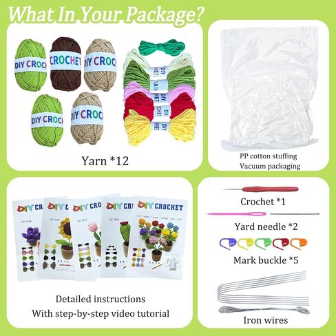 Fofvccv 6Pcs Crochet Kit for Beginners, DIY Craft for Adults and Kids, Crochet Animal Kits with Step by Step Video Tutorials, Yarn, Crochet Hook, Gift for Crocheting Lovers, Birthday Gifts ZZTZ 6P in Saudi Arabia