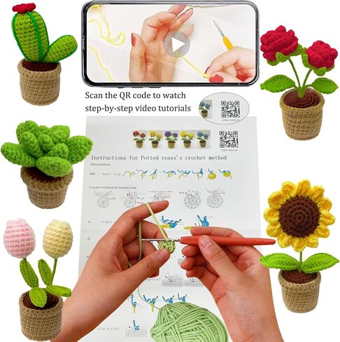 Fofvccv 6Pcs Crochet Kit for Beginners, DIY Craft for Adults and Kids, Crochet Animal Kits with Step by Step Video Tutorials, Yarn, Crochet Hook, Gift for Crocheting Lovers, Birthday Gifts ZZTZ 6P in Saudi Arabia