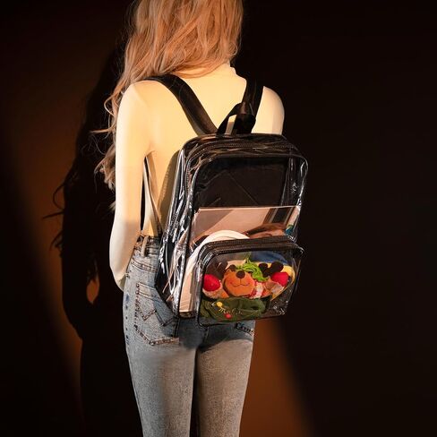 Clear Backpack for Stadium Events See Through Backpack Medium Transparent Bag for Women Heavy Duty Wide Straps in Saudi Arabia