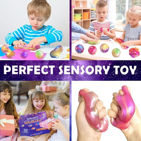 Galaxy Slime Party Favors for Kids 36 Pack Slime Balls DIY Stress Relief Putty Toy Stretchy & Non-Sticky Christmas Easter Birthday Party Supplies Goodie Bag Stuffer Classroom Reward for Girls Boys in Saudi Arabia