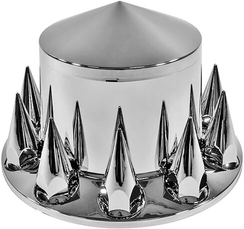 Mytee Products Complete Wheel Chrome Axle Cover Set - 33mm Threaded Lug Wheel Nut Covers for Semi Truck, Frightliner, Volvo - Removable Hub Caps Kit (2 Front & 4 Rear) in Kuwait