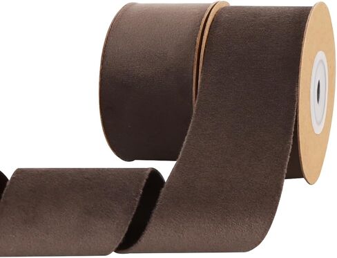 2 Rolls Chocolate Brown Velvet Ribbon 1 1/2" Fabric Trim Ribbons for Christmas Wreath Tree Decorations Handmade Craft Ornaments Hanging Gift Wrapping Bow Making Valentine Wrapping in Saudi Arabia