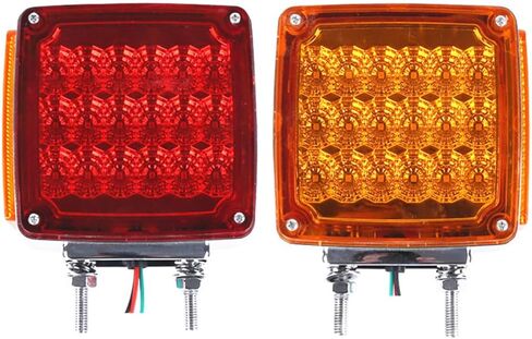 2X العنبر + الأحمر 39-LED مربع الركيزة جبل درابزين مزدوج الوجه وقف بدوره إشارة أضواء خلفية مصابيح لشاحنة مقطورة 12/24 فولت in Kuwait