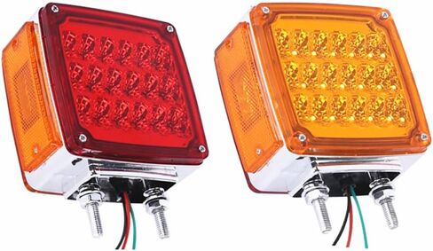 2X العنبر + الأحمر 39-LED مربع الركيزة جبل درابزين مزدوج الوجه وقف بدوره إشارة أضواء خلفية مصابيح لشاحنة مقطورة 12/24 فولت in Kuwait