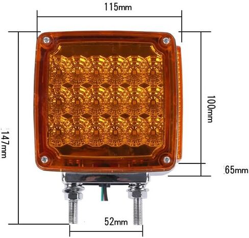 2X العنبر + الأحمر 39-LED مربع الركيزة جبل درابزين مزدوج الوجه وقف بدوره إشارة أضواء خلفية مصابيح لشاحنة مقطورة 12/24 فولت in Kuwait