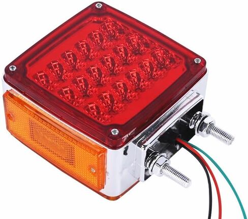 2X العنبر + الأحمر 39-LED مربع الركيزة جبل درابزين مزدوج الوجه وقف بدوره إشارة أضواء خلفية مصابيح لشاحنة مقطورة 12/24 فولت in Kuwait