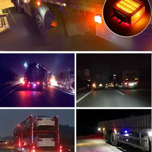 2X العنبر + الأحمر 39-LED مربع الركيزة جبل درابزين مزدوج الوجه وقف بدوره إشارة أضواء خلفية مصابيح لشاحنة مقطورة 12/24 فولت in Kuwait