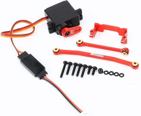 RCAWD Black Metal Servo Mount + Steering Linkage + 1KG Full Metal Gear Servo 6-Piece Set for 1/18 1/24 FMS Fcx18 Fcx24 red in Saudi Arabia