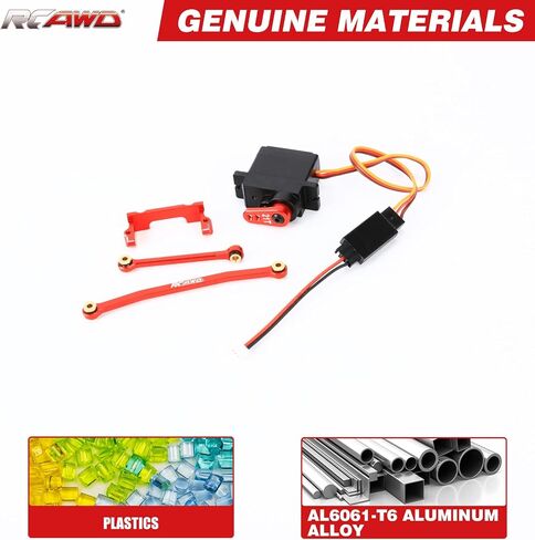 RCAWD Black Metal Servo Mount + Steering Linkage + 1KG Full Metal Gear Servo 6-Piece Set for 1/18 1/24 FMS Fcx18 Fcx24 red in Saudi Arabia