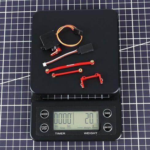 RCAWD Black Metal Servo Mount + Steering Linkage + 1KG Full Metal Gear Servo 6-Piece Set for 1/18 1/24 FMS Fcx18 Fcx24 red in Saudi Arabia