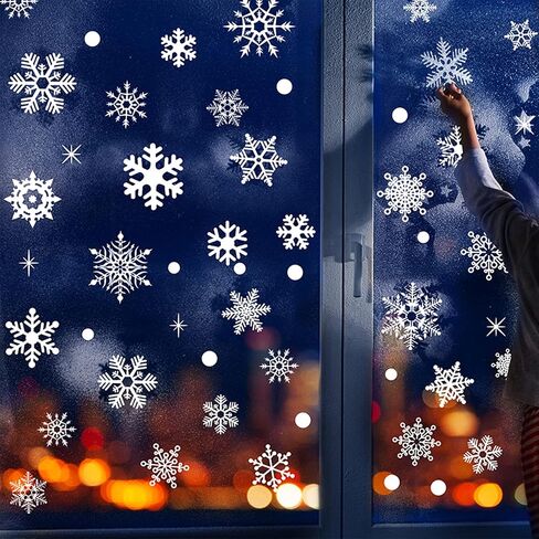 ملصقات نافذة ندفة الثلج لعيد الميلاد، ملصقات إلكتروستاتيكية، 86 قطعة من ملصقات حائط عيد الميلاد لتزيين غرفة الأطفال وديكور المنزل للعام الجديد، ملصقات زجاجية للنافذة، فيلم امتصاص كهرباء in Kuwait