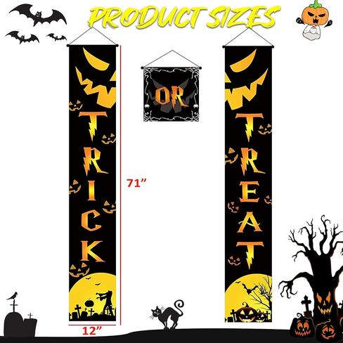 Halloween Decorations Outdoor, Hocus Pocus Decorations, Halloween Porch Decorations Outdoor with 3D Bats Trick or Treat & Hocus Pocus Banners Decor for Halloween Hocus Pocus Porch Decor Party Supplies in Saudi Arabia