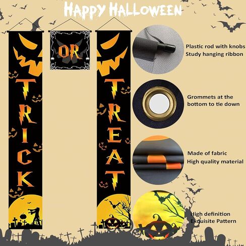 Halloween Decorations Outdoor, Hocus Pocus Decorations, Halloween Porch Decorations Outdoor with 3D Bats Trick or Treat & Hocus Pocus Banners Decor for Halloween Hocus Pocus Porch Decor Party Supplies in Saudi Arabia