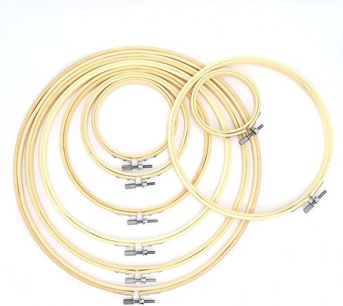 8 Pieces Embroidery Hoop Set, 8 Size Bamboo Adjustable Oval Cross Stitch Frame for Embroidery, Cross Stitch - 3 4 5 7 8 8.3 10.3 12 Inch in Saudi Arabia