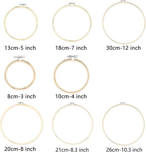8 Pieces Embroidery Hoop Set, 8 Size Bamboo Adjustable Oval Cross Stitch Frame for Embroidery, Cross Stitch - 3 4 5 7 8 8.3 10.3 12 Inch in Saudi Arabia