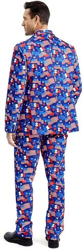 Men's 3-Piece American Flag Suits for 4th of July, Two Button Jacket & Pants & Tie & Bowtie in Kuwait