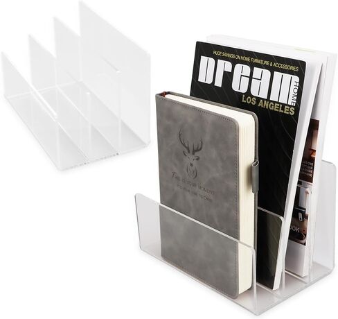 LANIAKEA 2 قطعة منظم ملفات أكريليك 3 أقسام حامل ملفات أكريليك، منظم ملفات شفاف للأظرف والبريد والإلكترونيات in Kuwait
