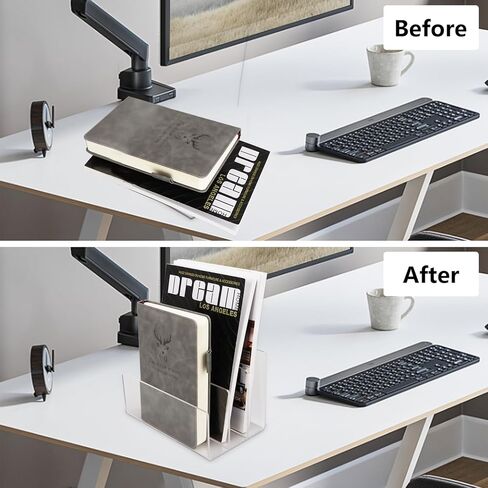 LANIAKEA 2 قطعة منظم ملفات أكريليك 3 أقسام حامل ملفات أكريليك، منظم ملفات شفاف للأظرف والبريد والإلكترونيات in Kuwait