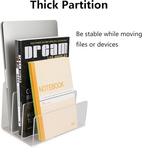 LANIAKEA 2 قطعة منظم ملفات أكريليك 3 أقسام حامل ملفات أكريليك، منظم ملفات شفاف للأظرف والبريد والإلكترونيات in Kuwait