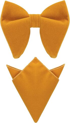 Men's Velvet Pre-Tied Bow Tie Solid Color Pocket Square Set for Business Formal in Saudi Arabia