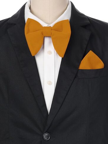 Men's Velvet Pre-Tied Bow Tie Solid Color Pocket Square Set for Business Formal in Saudi Arabia