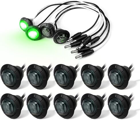 MADCATZ حزمة من 20 3/4 بوصة مستديرة 10 كهرماني + 10 أحمر 3 مصابيح مؤشر علامة جانبية LED مختومة مصابيح إشارة التوقف مقاومة للماء، حافلة شاحنة مقطورة مع قابس جروميت 12 فولت تيار مستمر 3LED-DC in Saudi Arabia