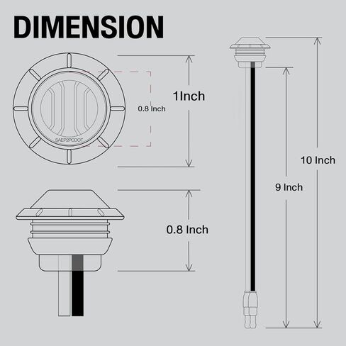 MADCATZ Pack of 20 3/4 Inch Round 10 Amber + 10 Red 3 LED Side Marker Indicator Lights Sealed Stop Signal Lamps Waterproof Flush Mount Trailer Lorry Bus with Grommet Plug 12V DC 3LED-DC in Kuwait