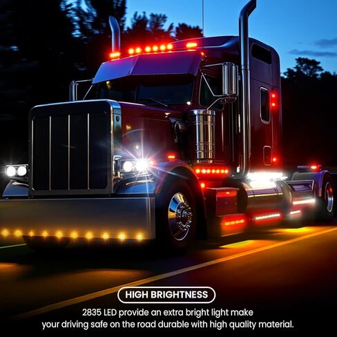 MADCATZ Pack of 20 3/4 Inch Round 10 Amber + 10 Red 3 LED Side Marker Indicator Lights Sealed Stop Signal Lamps Waterproof Flush Mount Trailer Lorry Bus with Grommet Plug 12V DC 3LED-DC in Kuwait